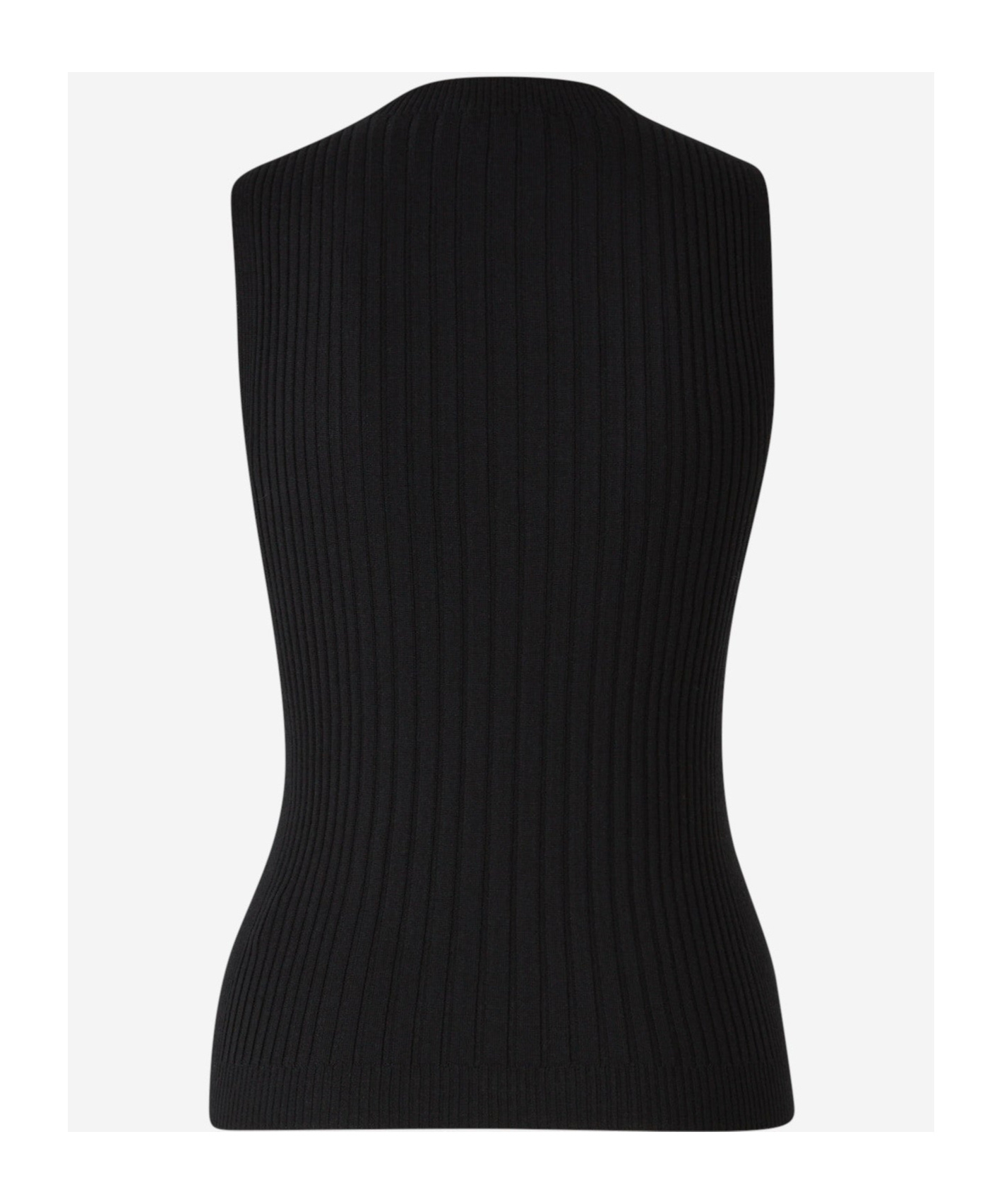 Peserico Ribbed Wool Top In Black