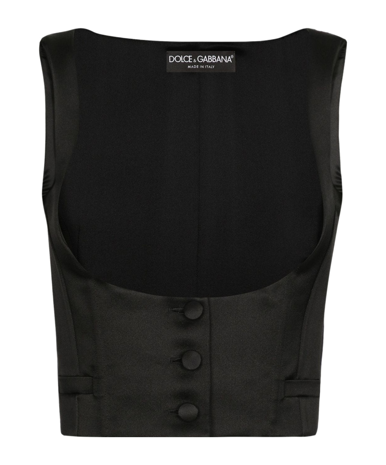 Dolce & Gabbana Double-breasted Scoop Neck Waistcoat In Black