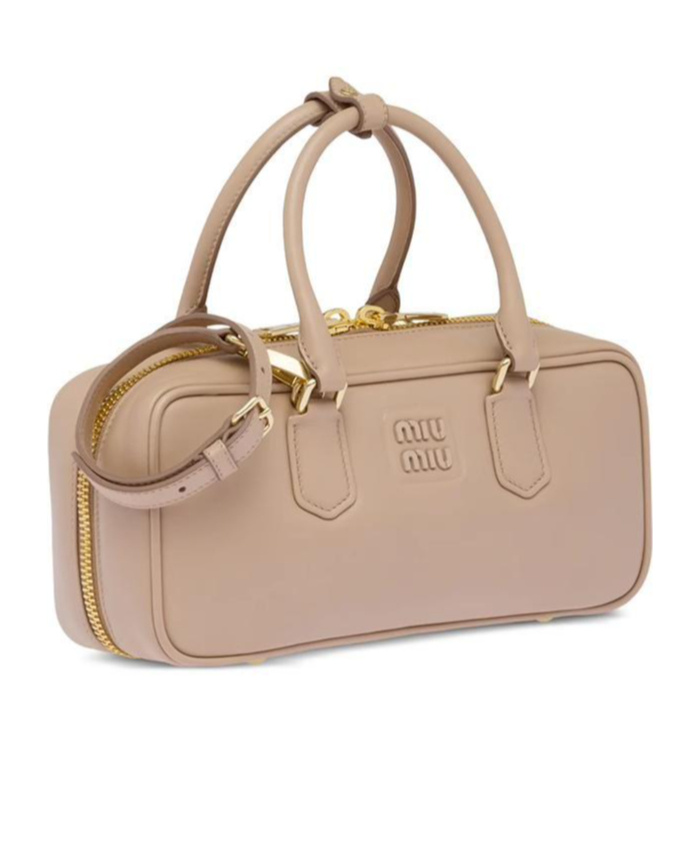 Miu Miu Logo Plaque Mini Bag In Nude
