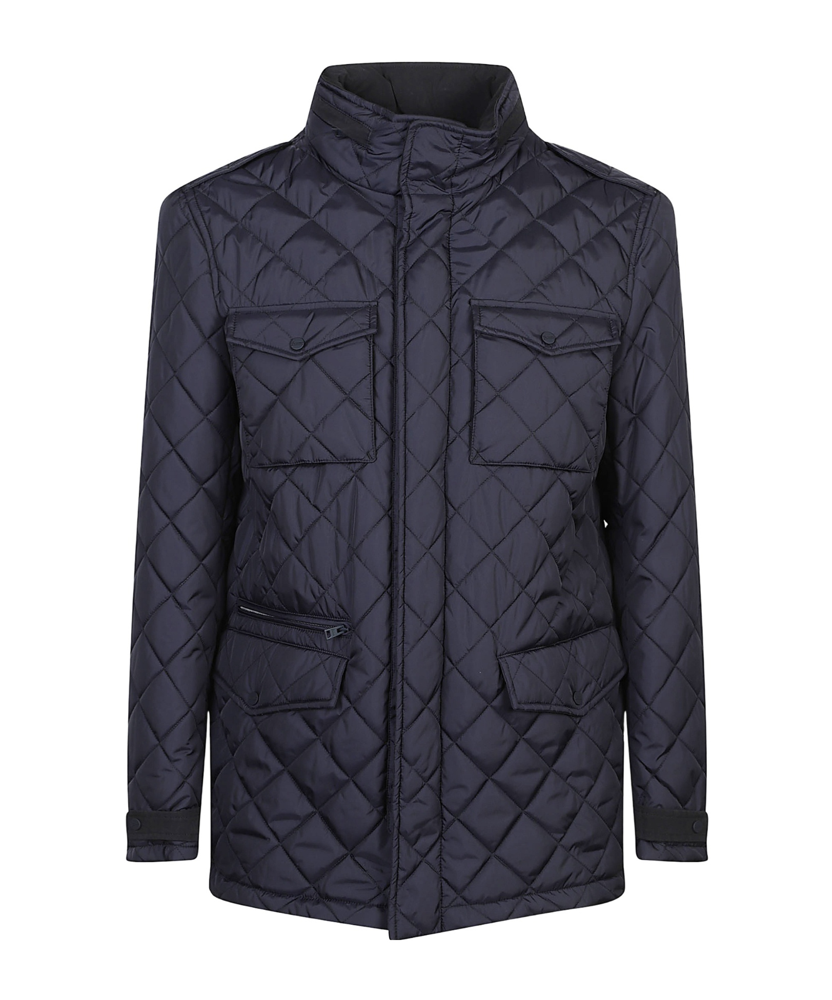 Herno Quilted Flap-pocket Puffer Jacket In Blue