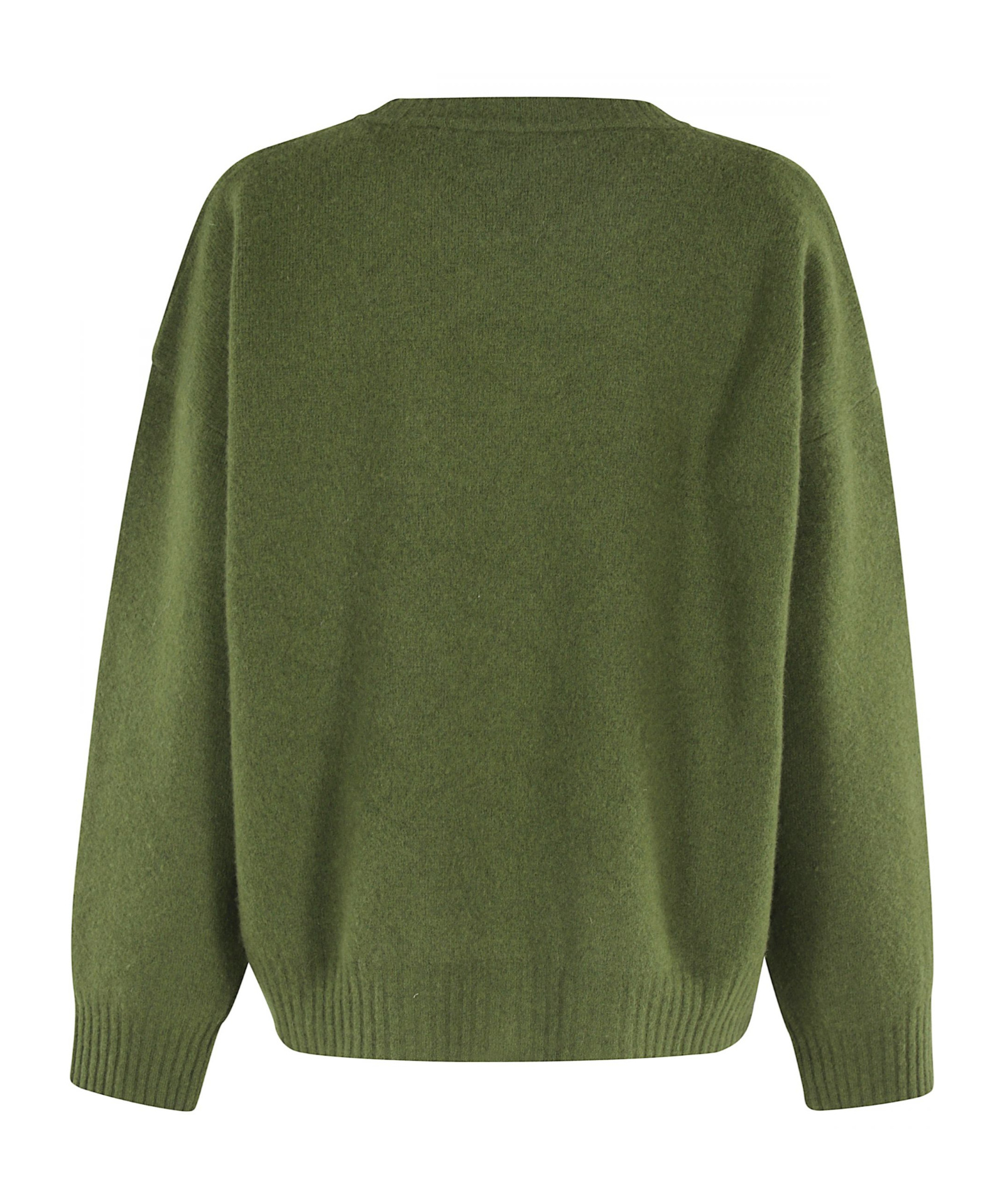 Roberto Collina Oversized Crew Neck Sweater In Musk Merino Wool In Green