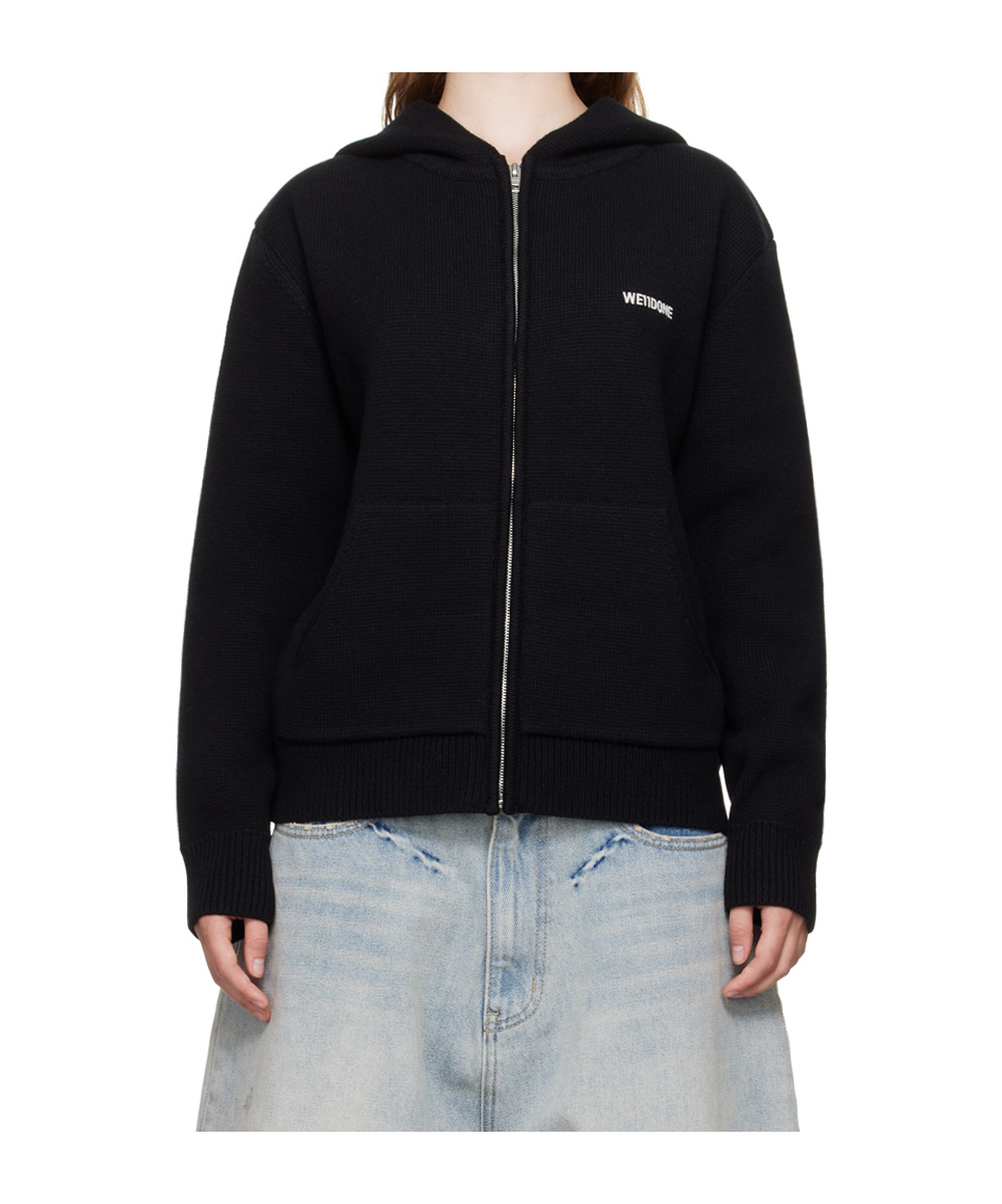 We11 Done Logo Embroidery Hooded Hooded Hoodie In Black