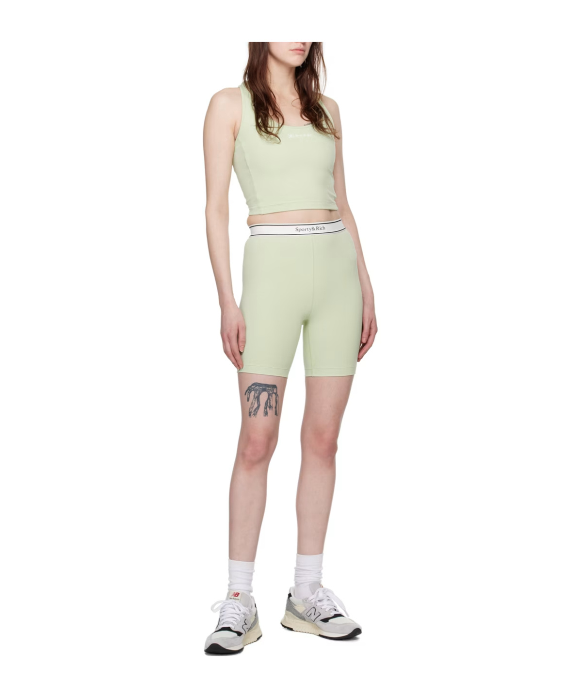 Sporty And Rich Runner Script Cropped Tank Top In White