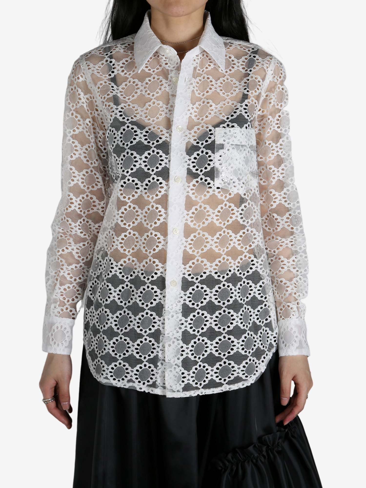 Shop Comme Des Garçons Sheer Lace Shirt