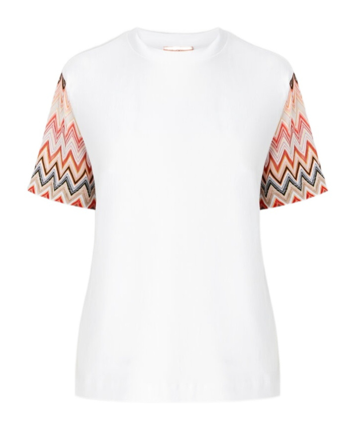 Shop Missoni Contrast-sleeve T-shirt In White