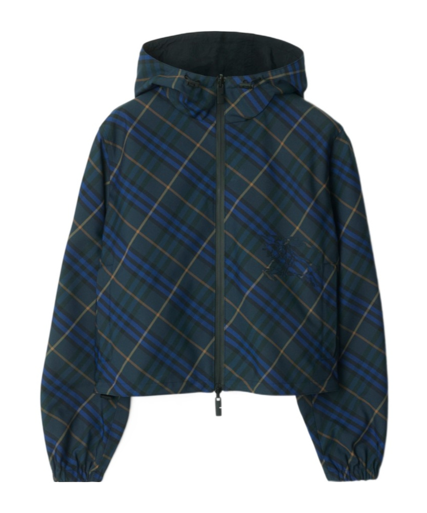 Burberry Plaid Long-sleeved Jacket In Midnight Color