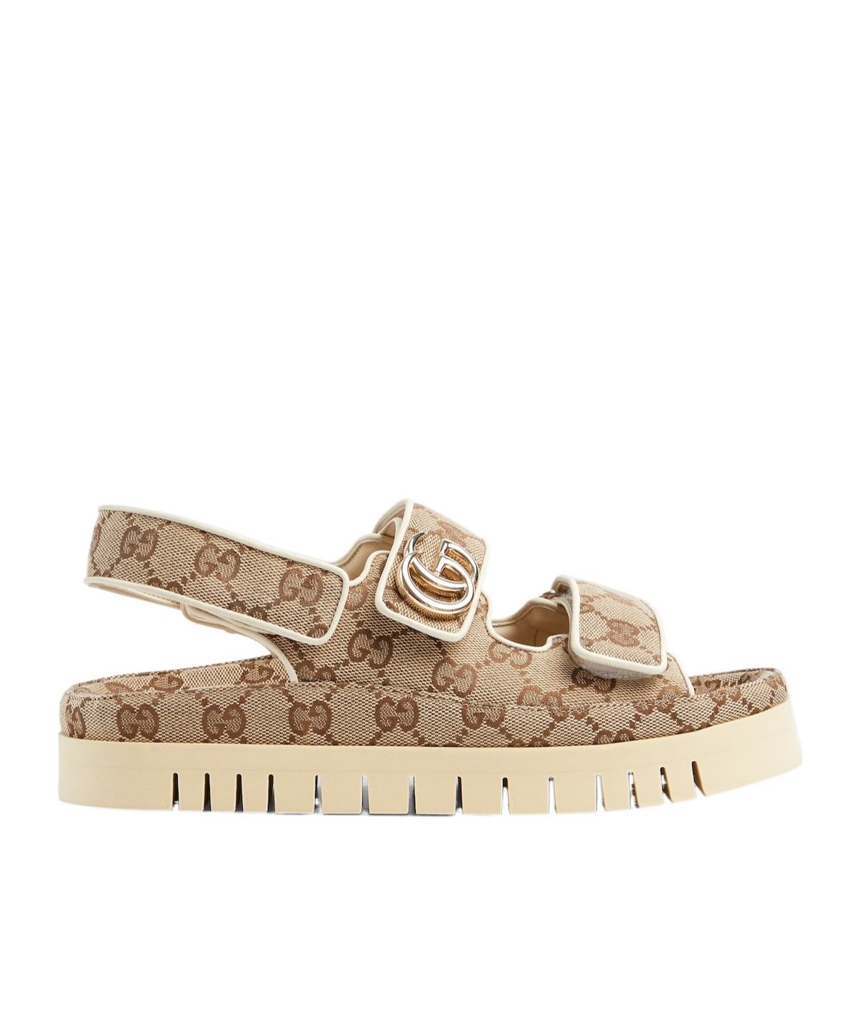 Shop Gucci Women's Sandal With Double G In Beige And Dark Brown