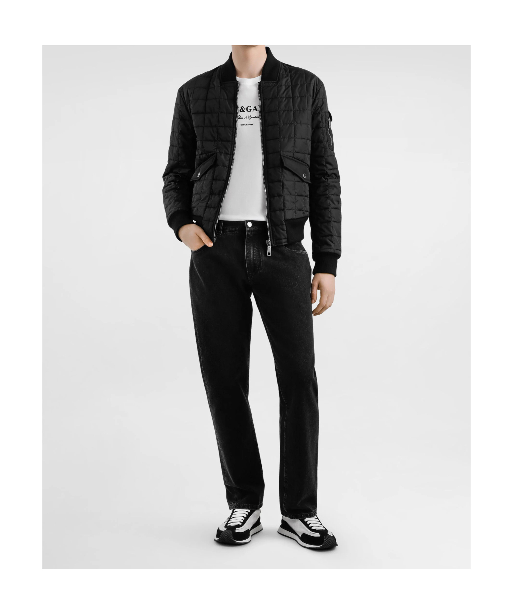 Dolce & Gabbana Quilted Bomber Jacket In Black