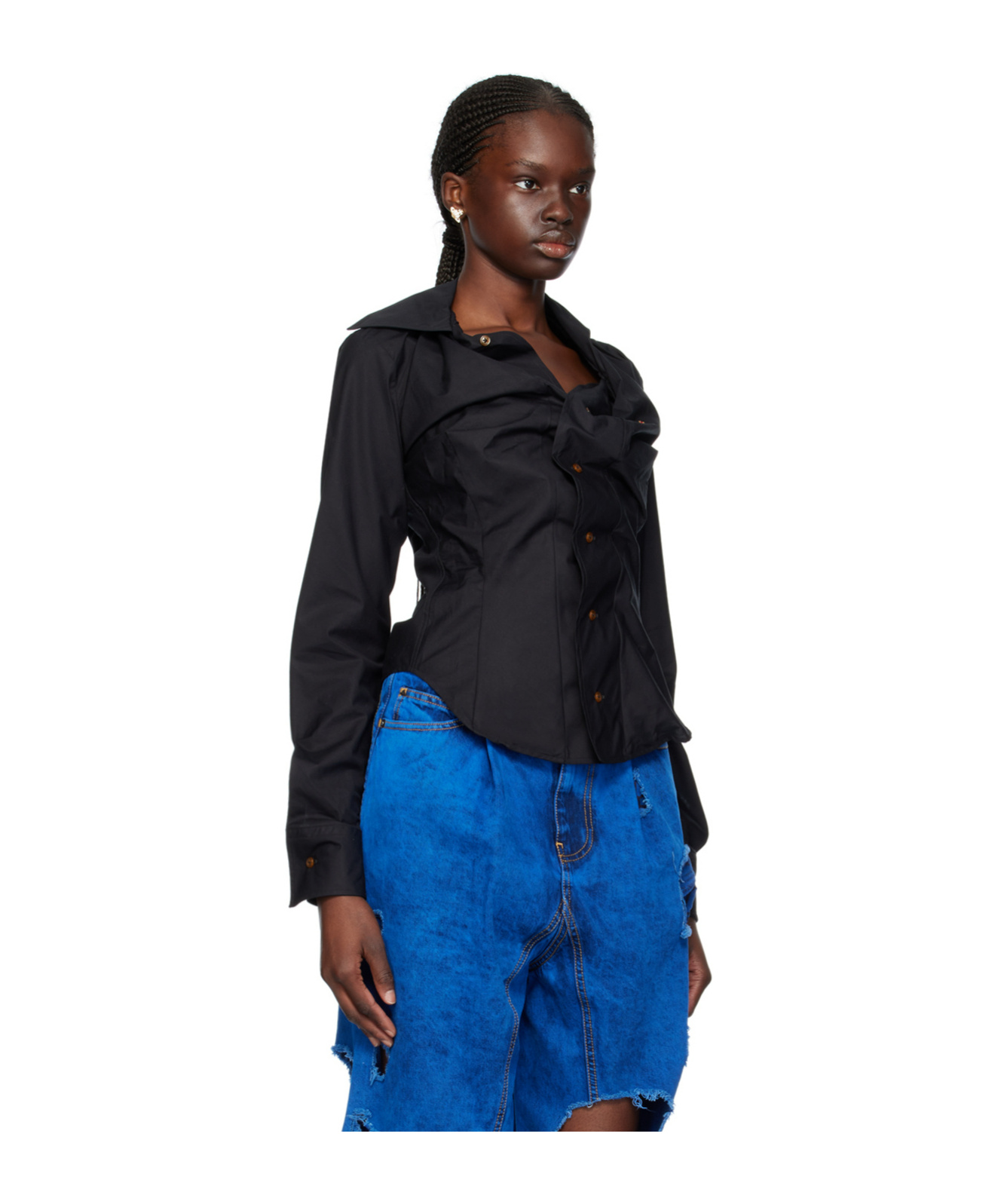 Vivienne Westwood Long Sleeve Collared Top With Cuffed Sleeves In Black