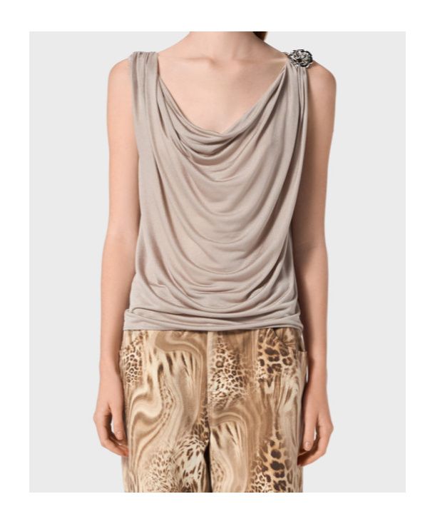 Blumarine Jersey Top With Metal Rose Decoration In Pink