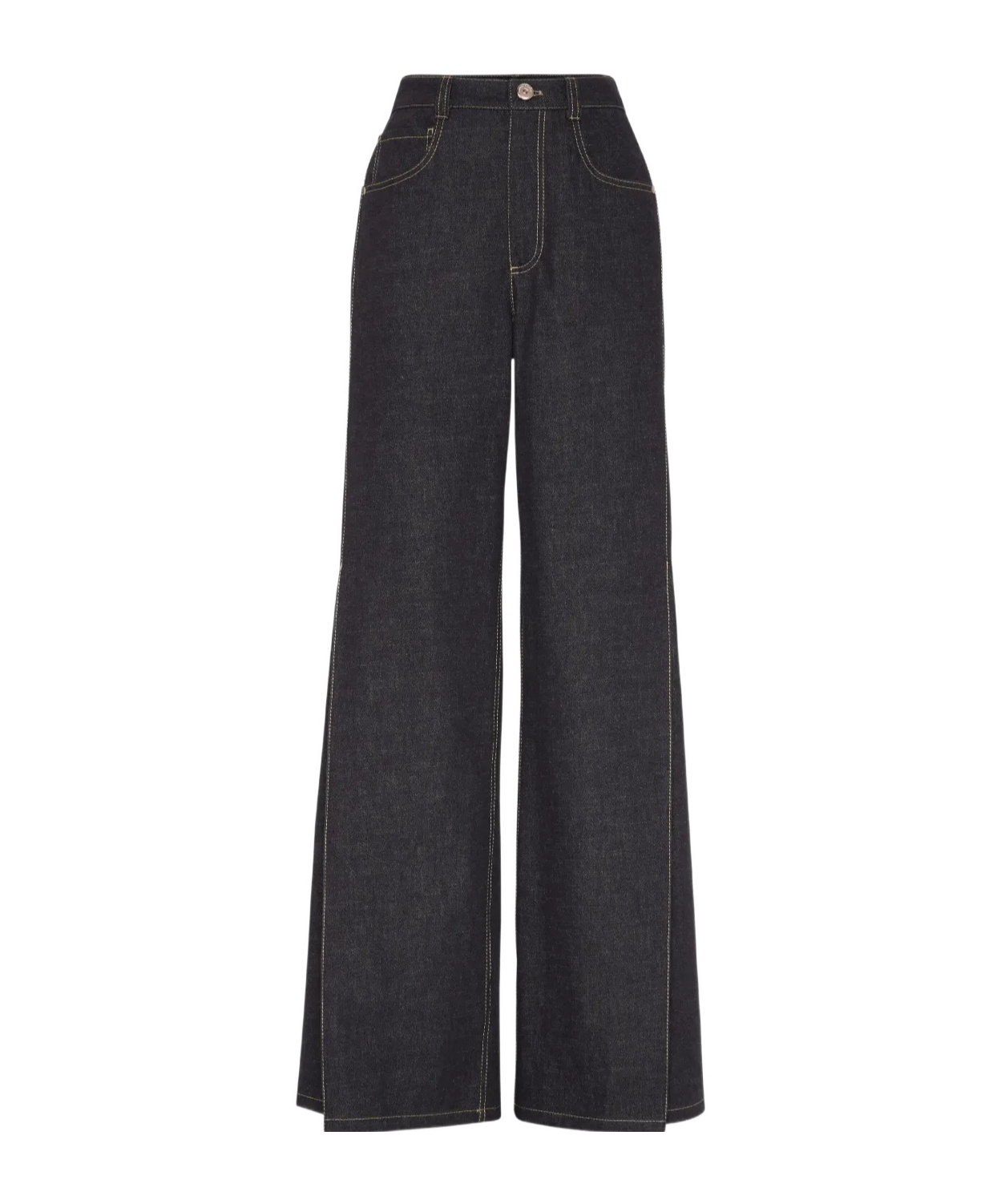 Brunello Cucinelli Monili-trim Mid-rise Wide-leg Jeans In Black