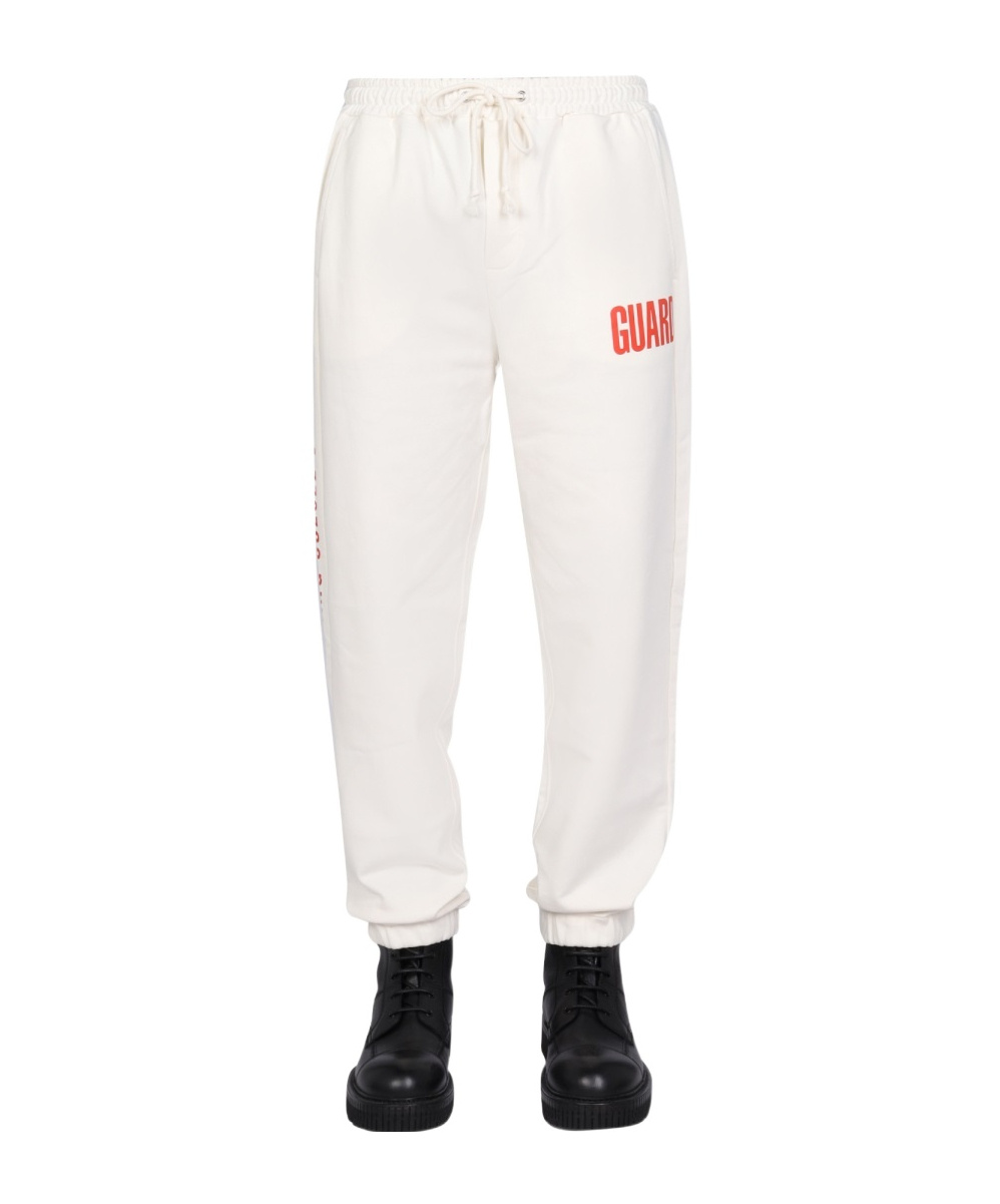 Helmut Lang Logo Print Jogging Pants In White