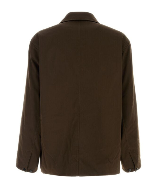 Lemaire Dark Brown Wool Padded Jacket In Black