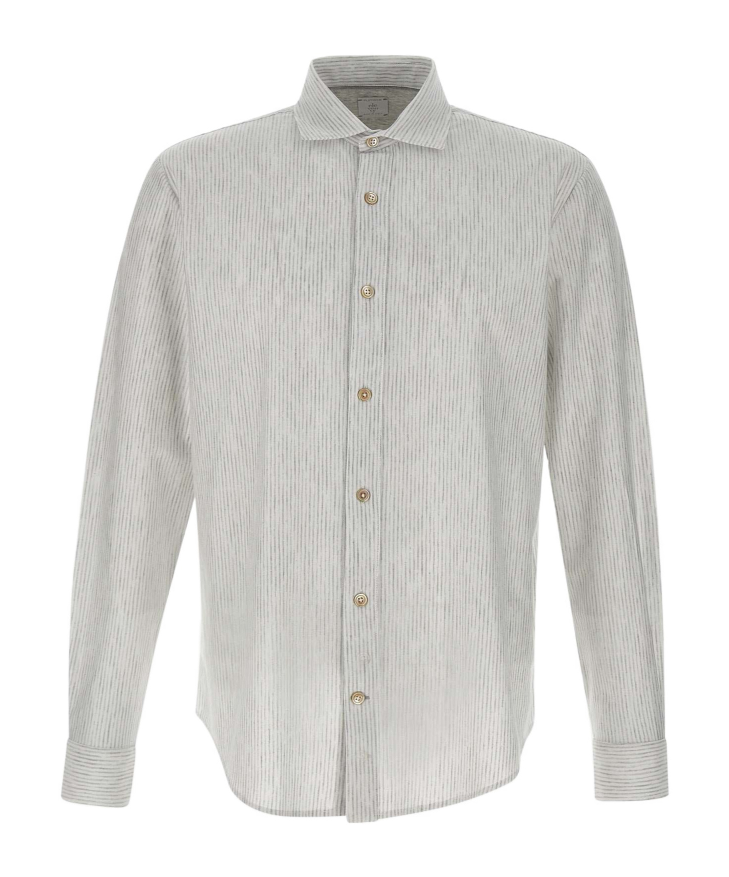Eleventy Slim Fit Striped Cotton Shirt With Vertical Stripes In Gray