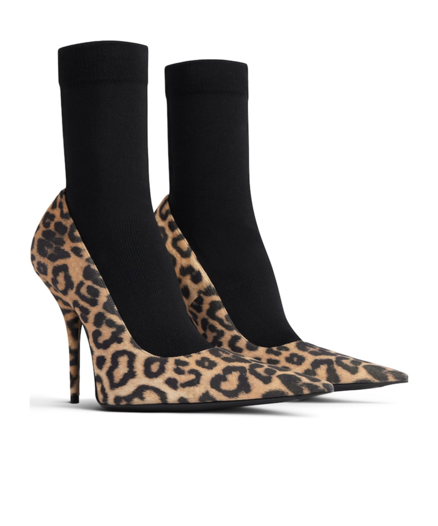 Balenciaga Printed Suede Avenue Sock Pumps In Black