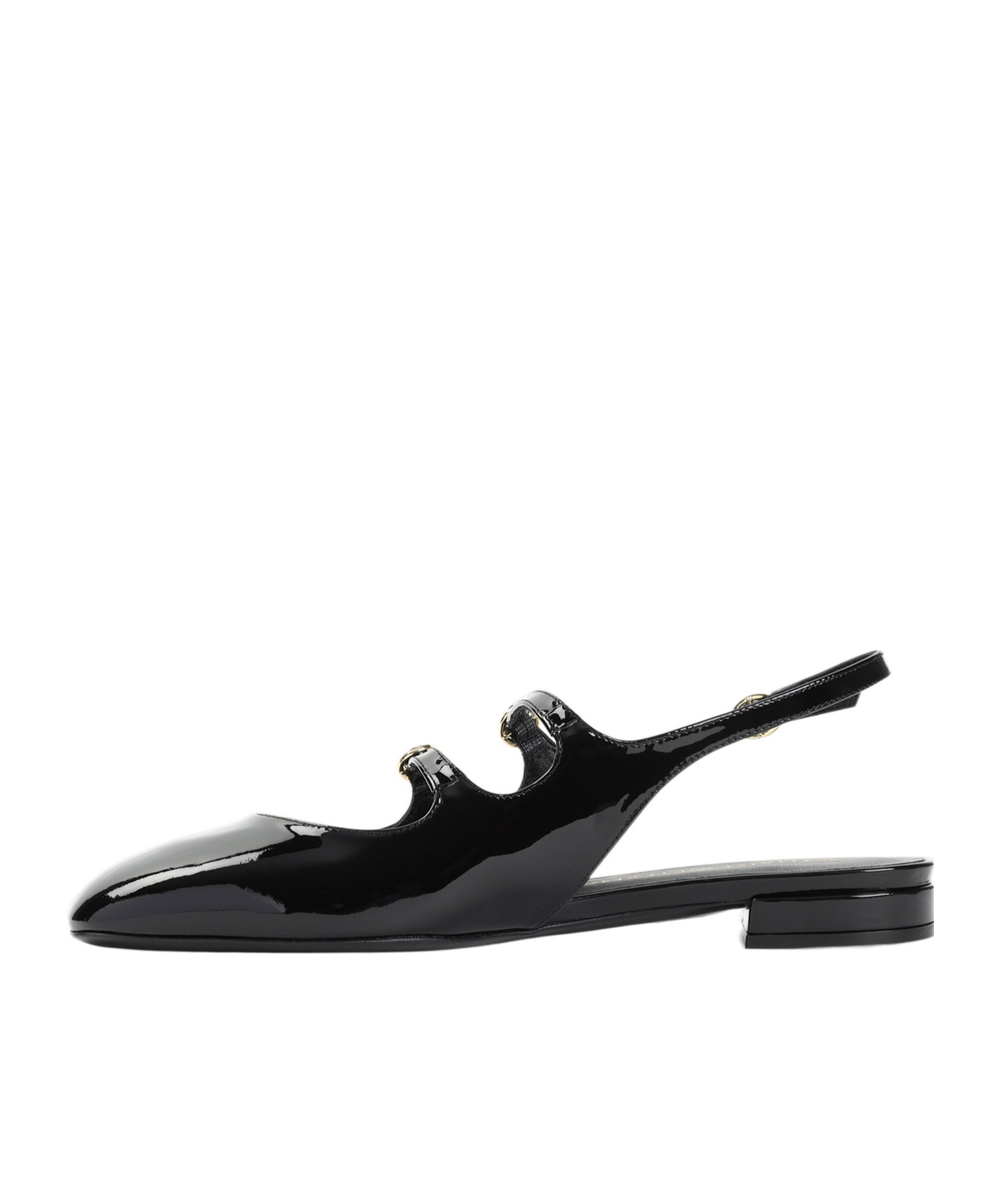 Stuart Weitzman Black Slingback Ballet Shoes With Crystal Embellishment In Patent Leather Woman In Black