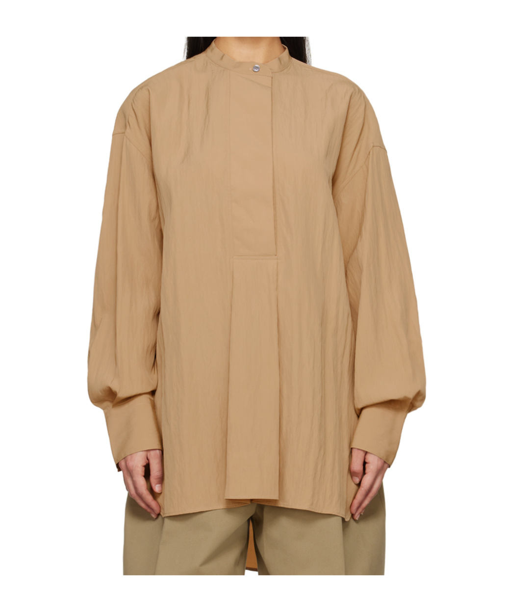 Studio Nicholson Stand-collar Long-sleeved Shirt In Nude