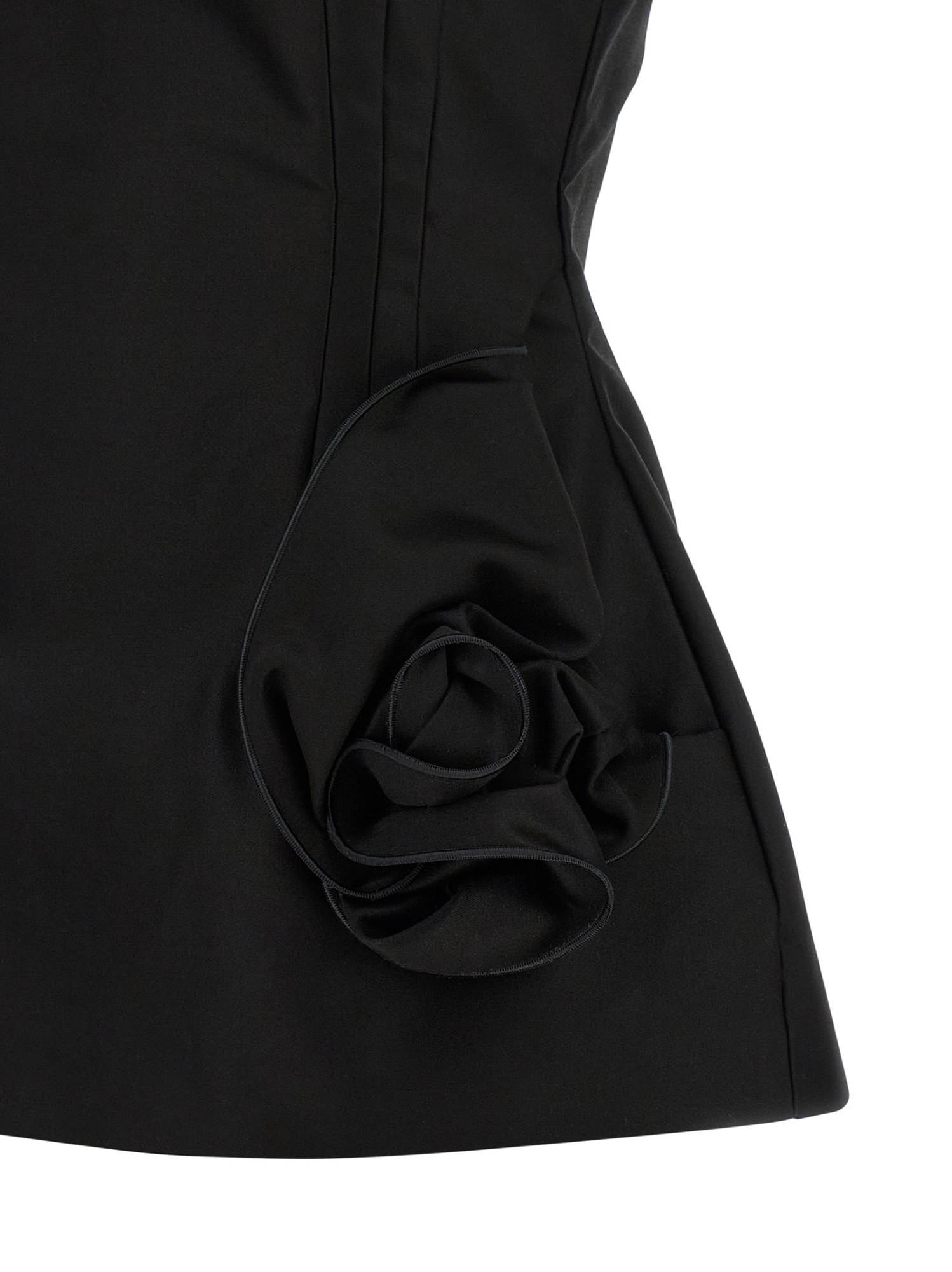 Magda Butrym Hourglass Black Top With 3d Floral Details In Black