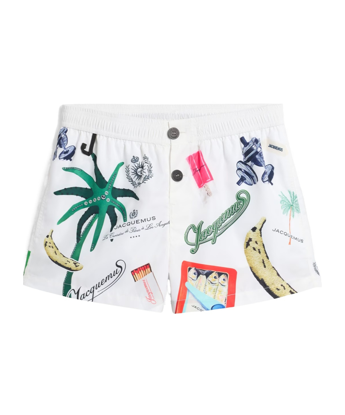 Jacquemus Le Maillot Puntini Swim Shorts In Off White