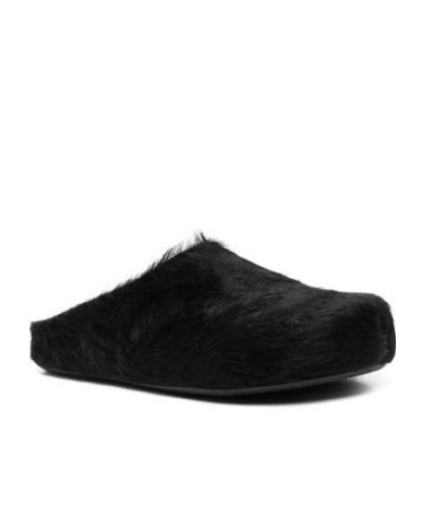 Marni Fussbet Fur Mules In Black