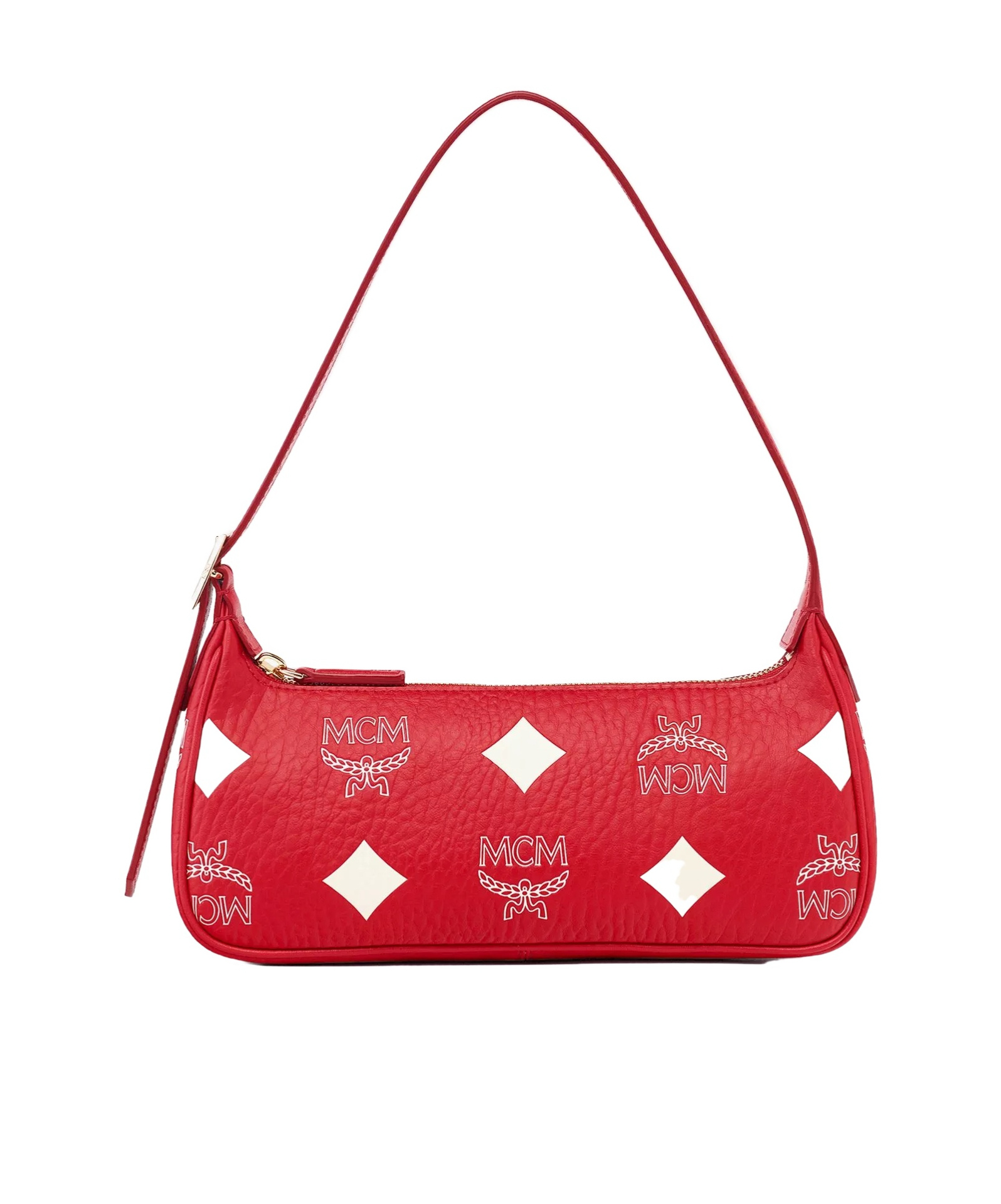 Mcm Aren Shoulder Bag In Maxi Visetos In Red