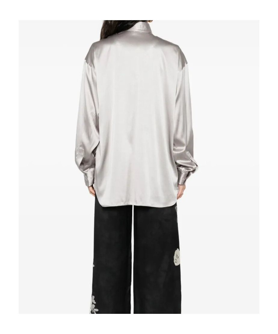 Ermanno Scervino Lustrous Silk Button-up Shirt In Gray