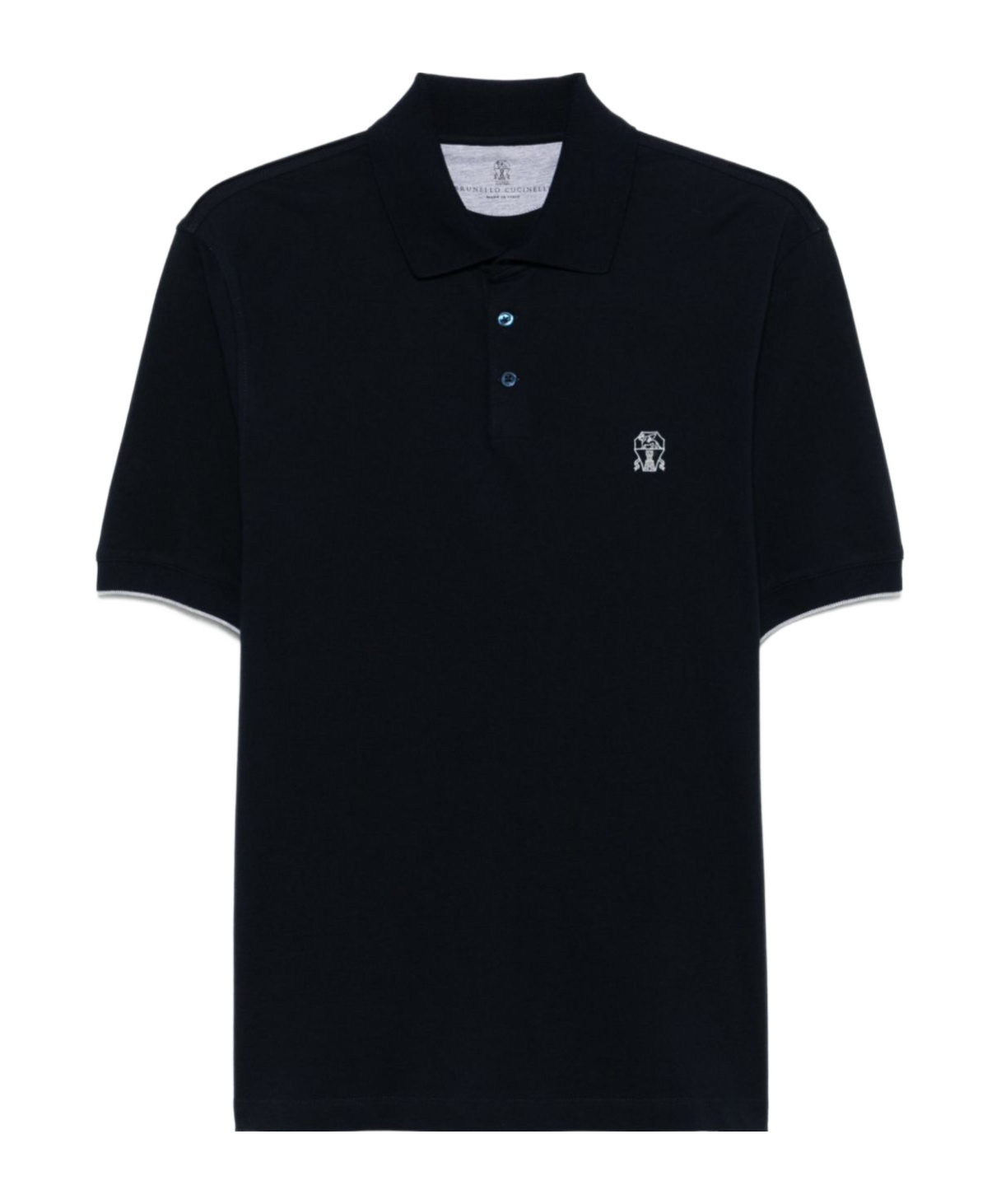 Brunello Cucinelli Midnight Polo Shirt With Buttoned Placket In Black