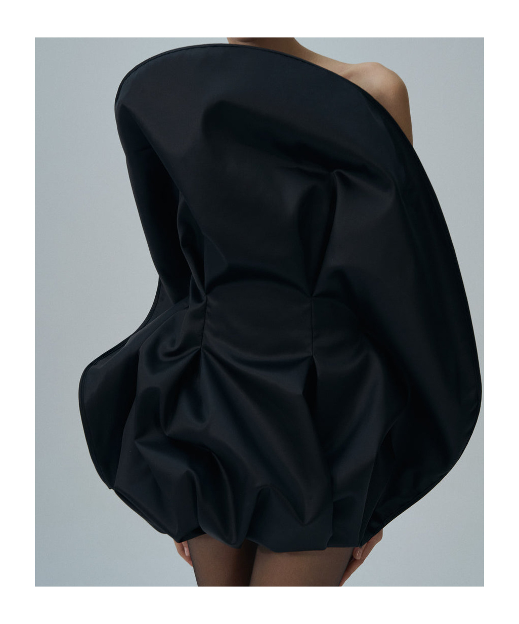 Magda Butrym Ruffled Wool And Silk Organza Minidress In Black