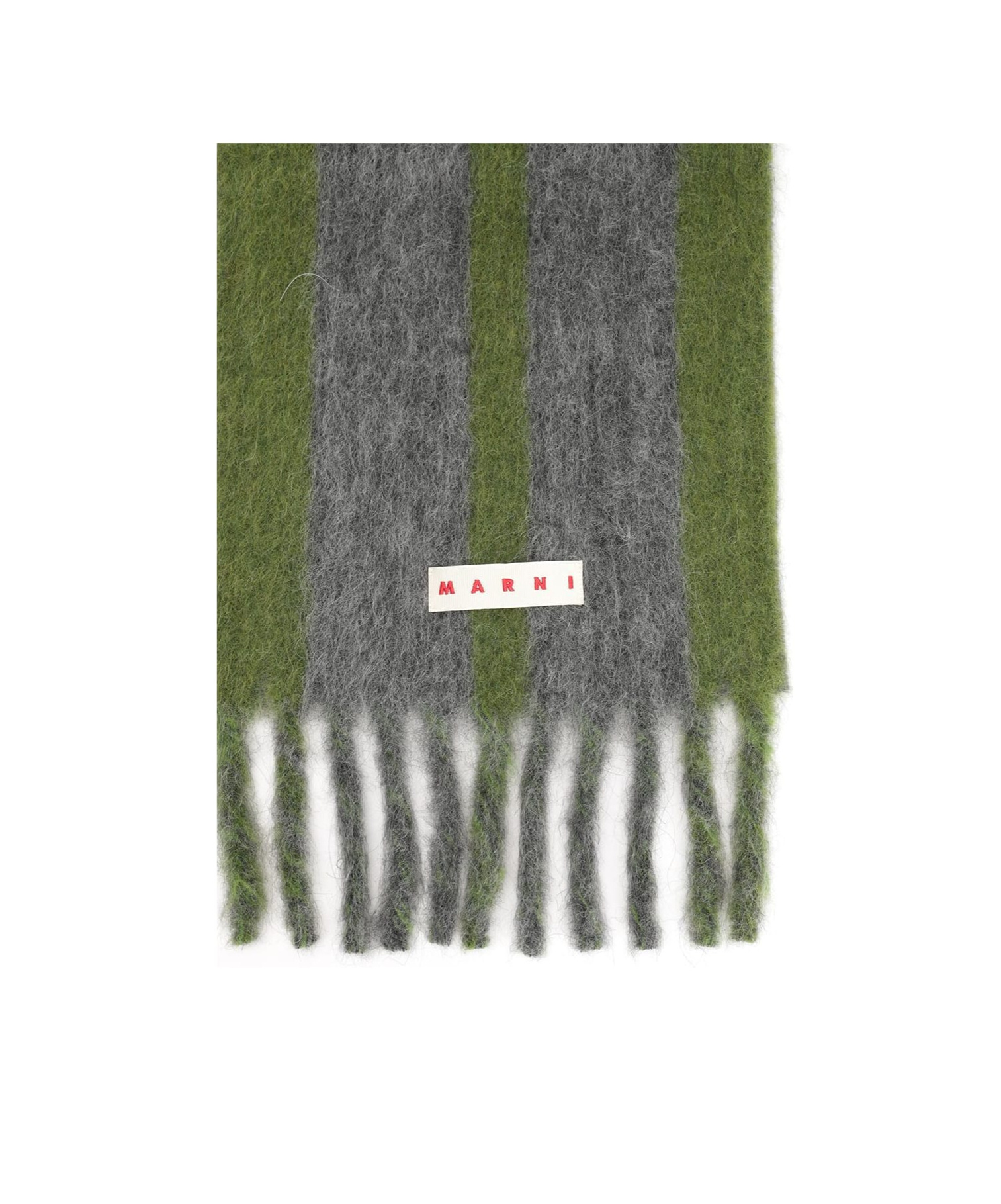 Marni Fringed Ends Striped Pattern Scarves In Gray