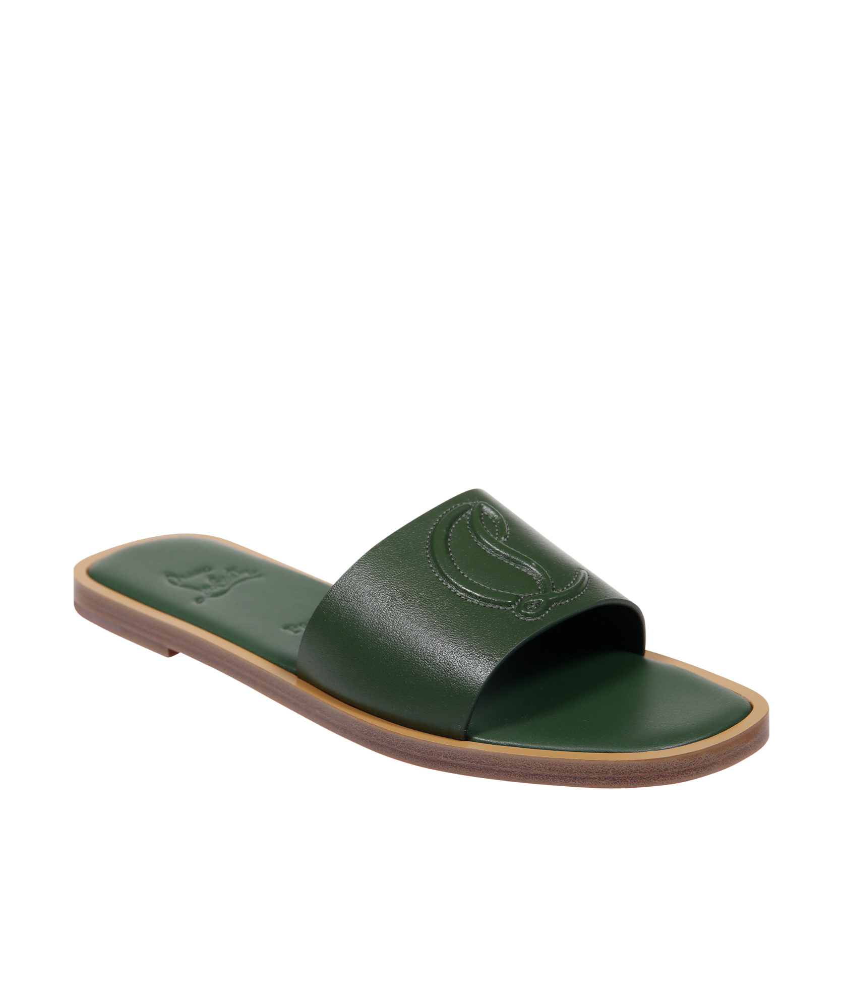 Christian Louboutin Cl Mule Leather Sandal In Green
