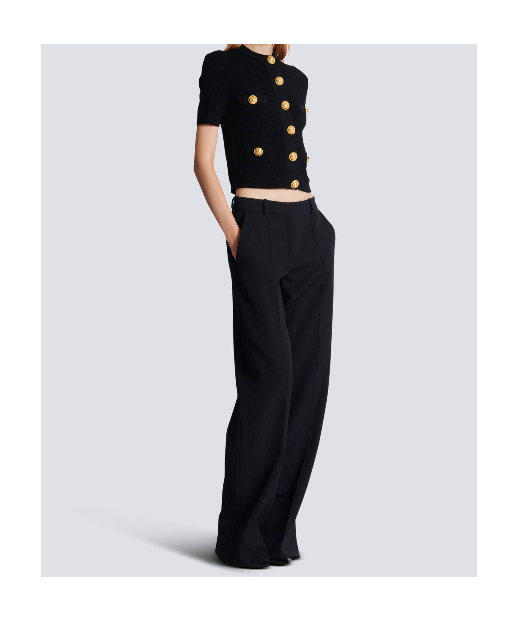 Shop Balmain 4-pocket Knitted Cardigan In Black