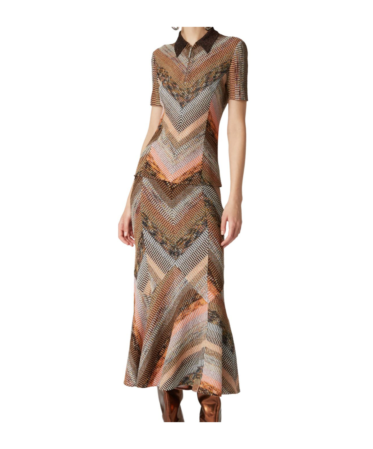 Missoni Patterned Skirt In Brown