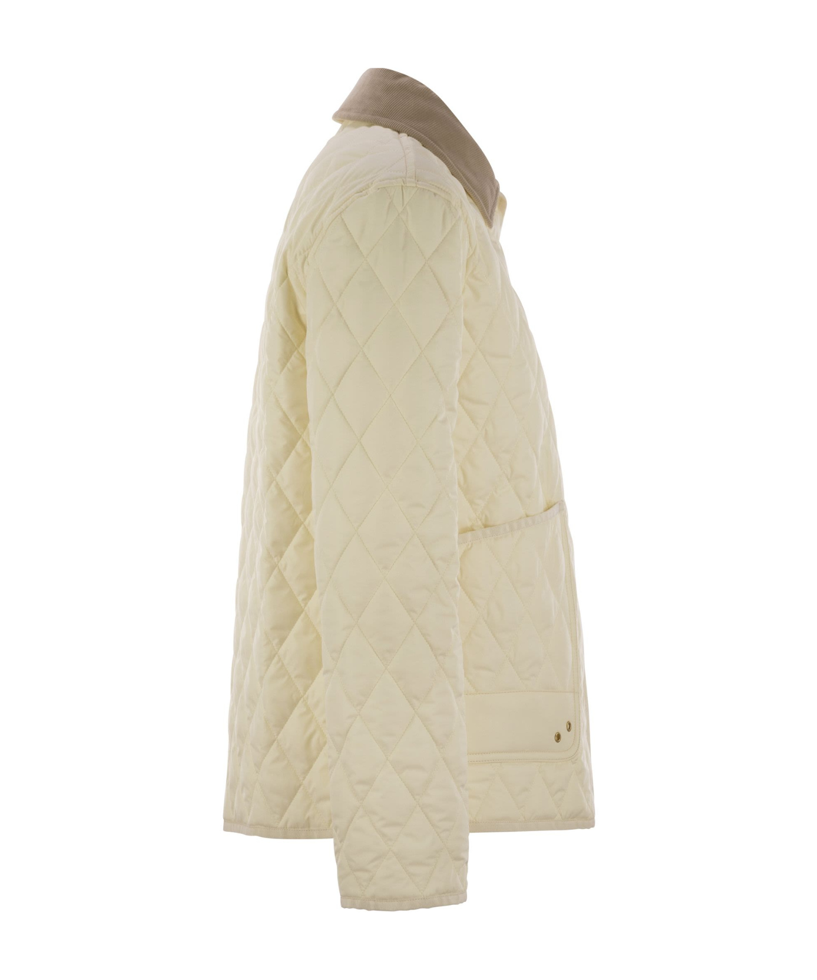 Fay Mini Diamond Quilted Nylon Shirt Jacket In Nude