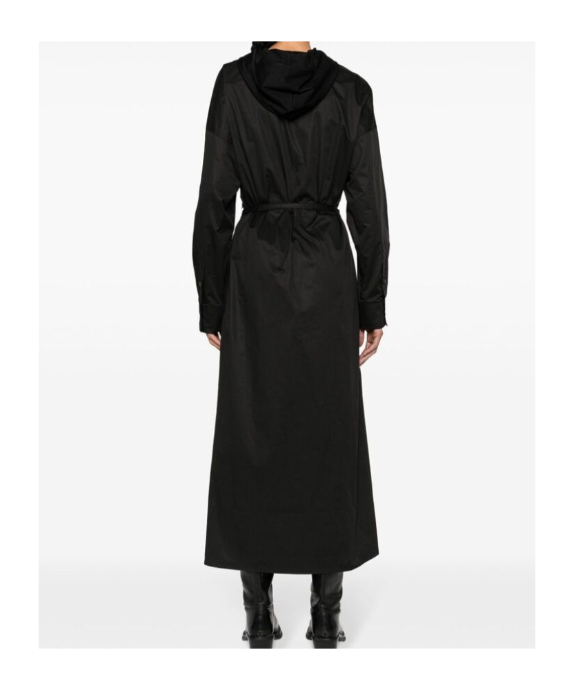 Diesel Long-sleeved Hooded Wrap Dress In Black