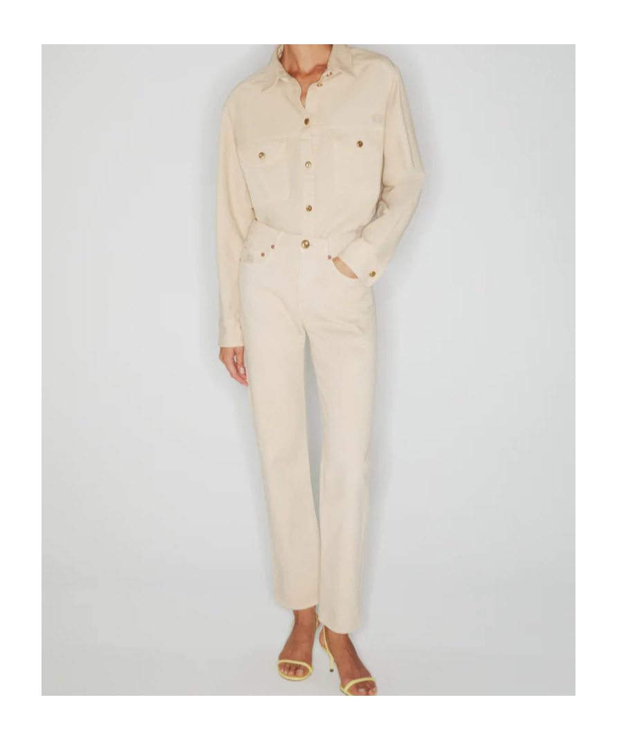Blazé Milano Paso High Rise Denim Straight Jeans In Nude