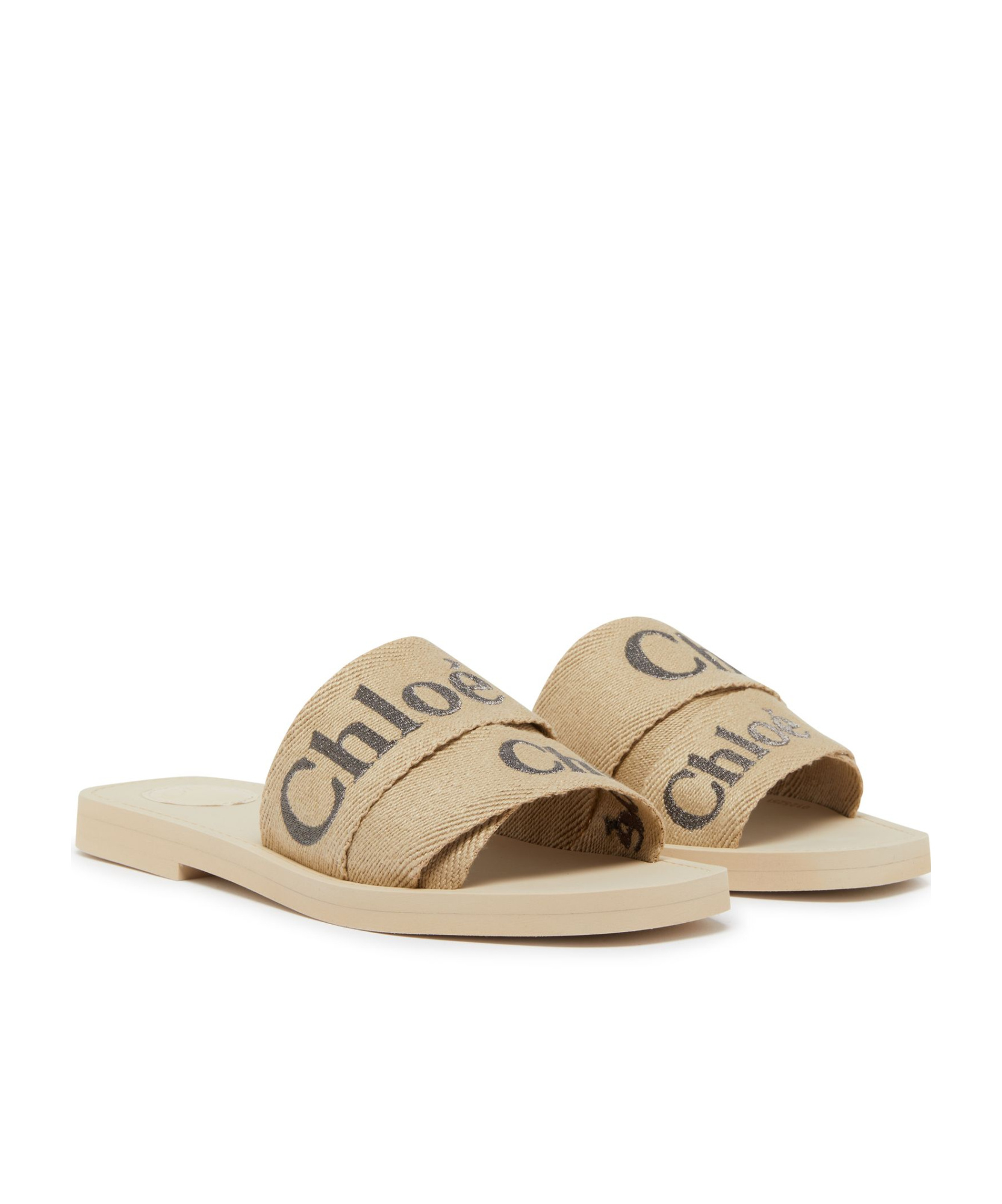 Chloé Woody Slides With Wide Soft Strap In Nude