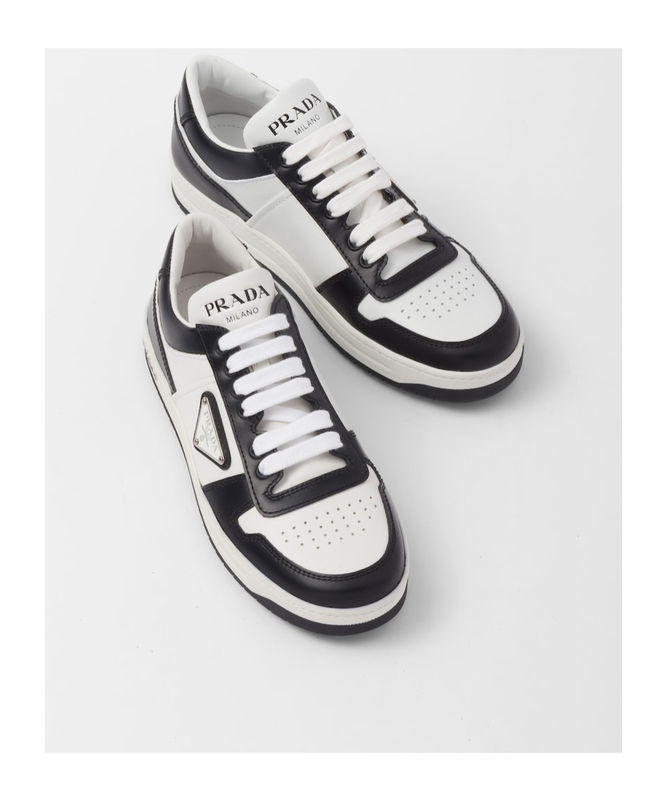 Prada Downtown Sneaker Aus Perforiertem Leder In White