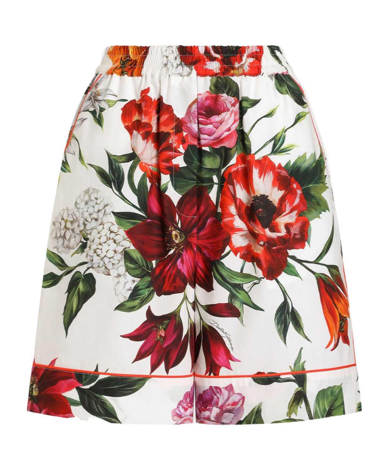 Dolce & Gabbana Waistband Elastic Floral Print Pockets Side