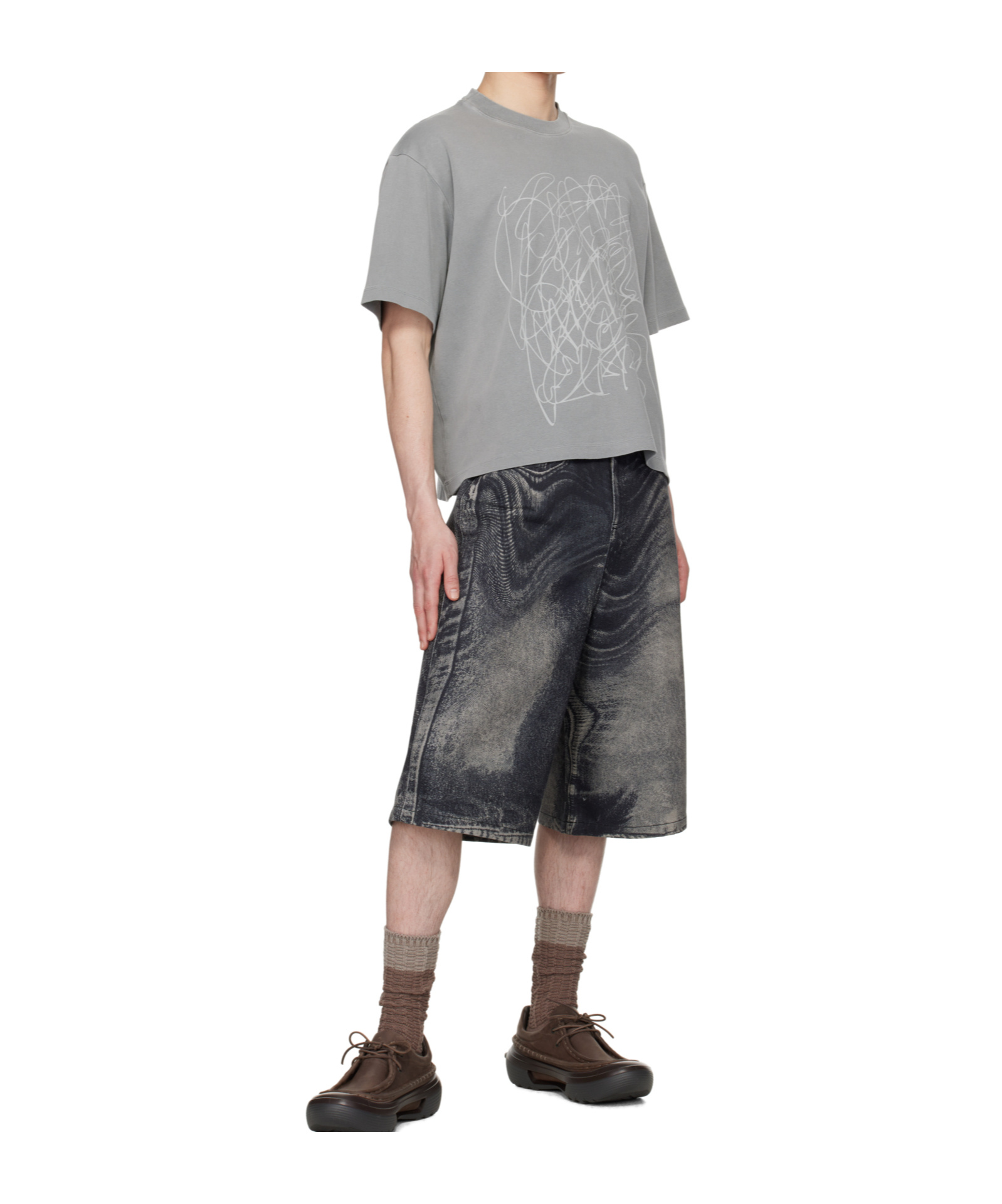 Camperlab Distorted Print Denim Shorts