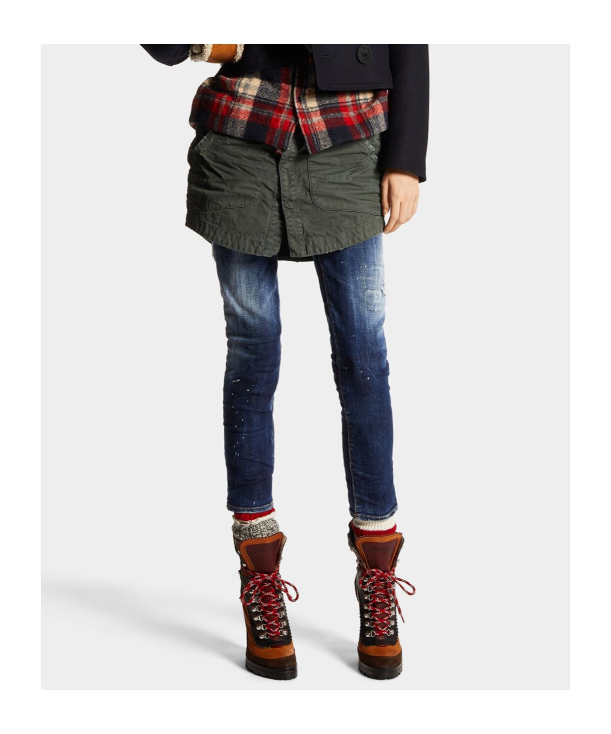 Dsquared2 Cropped Paint-splatter Jeans In Blue