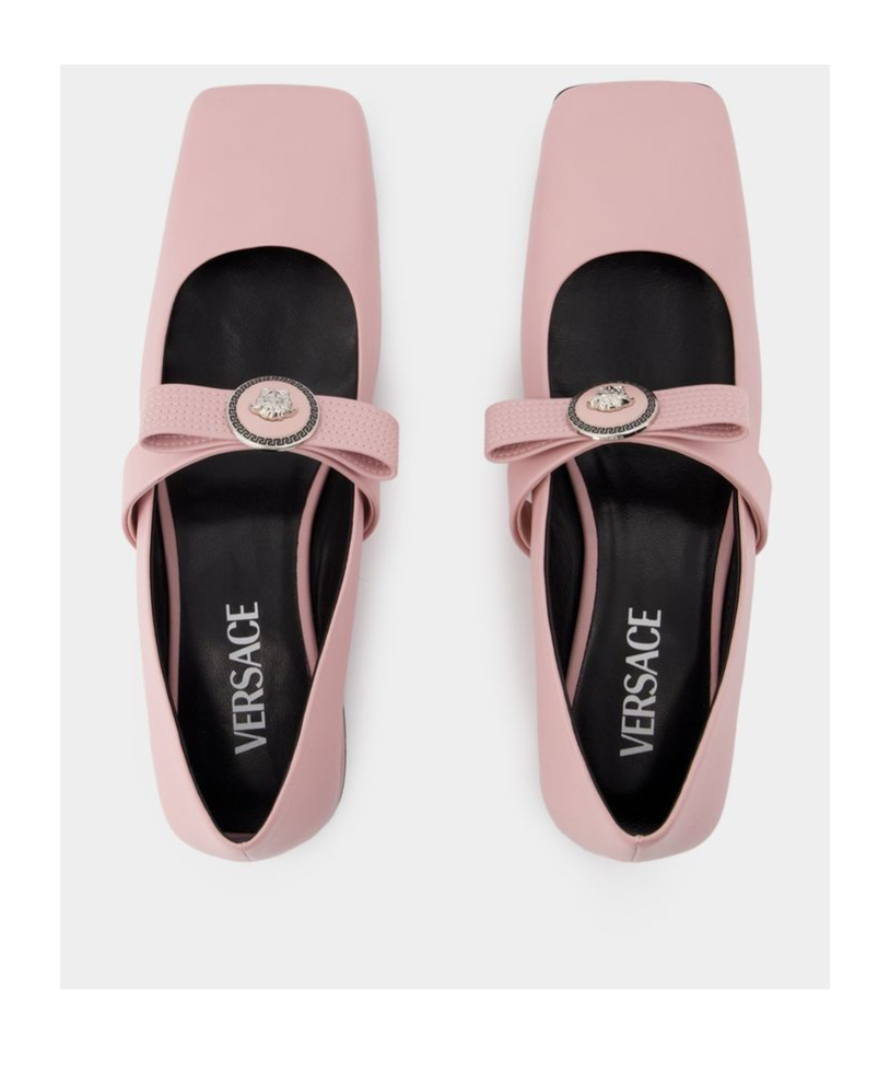 Versace Medusa Head-motif Ballerinas In Nude
