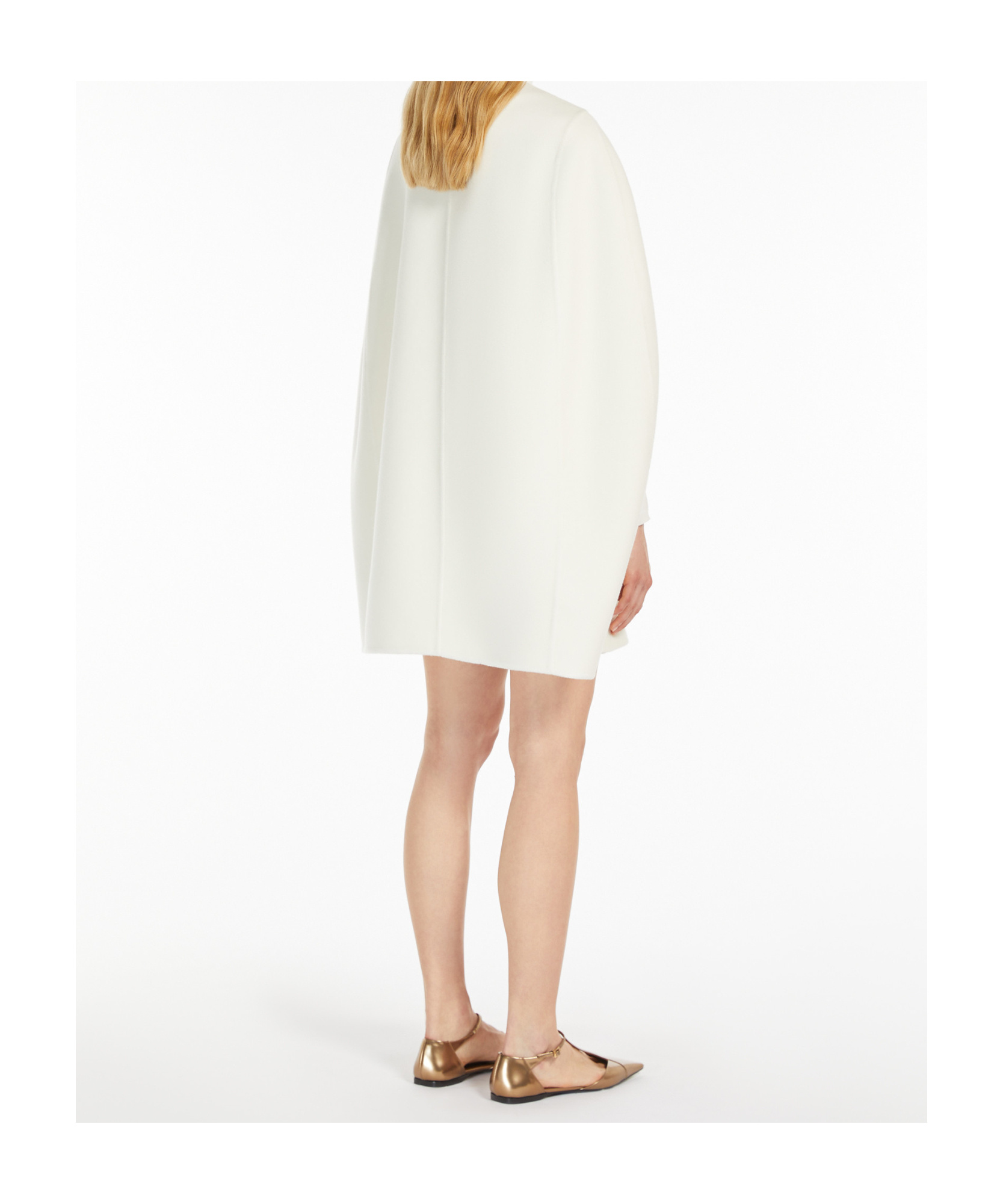 Max Mara Cashmere Coat With Long Sleeves And Structured Silhouette In White