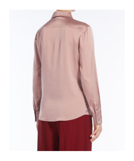 Max Mara Studio Pink Stretch Satin Baden Shirt In Nude