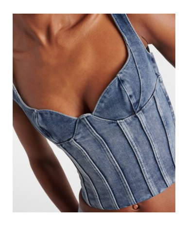 Off-white Denim Bustier In Gray