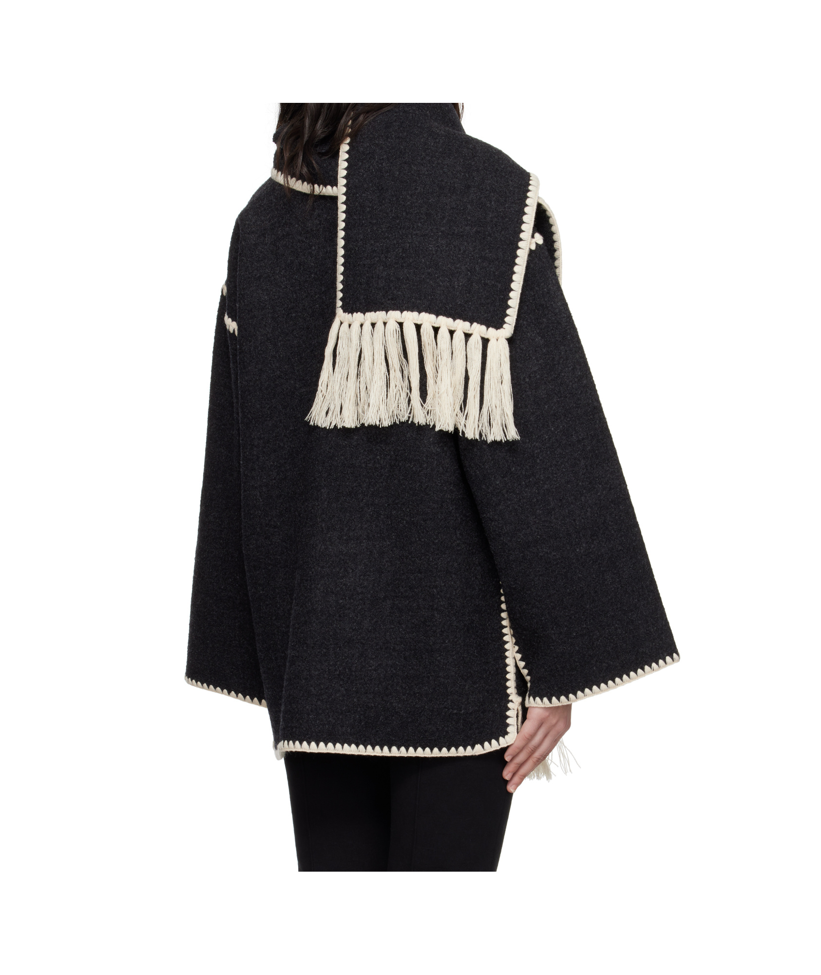 Totême Gray Embroidered Scarf Jacket In Black