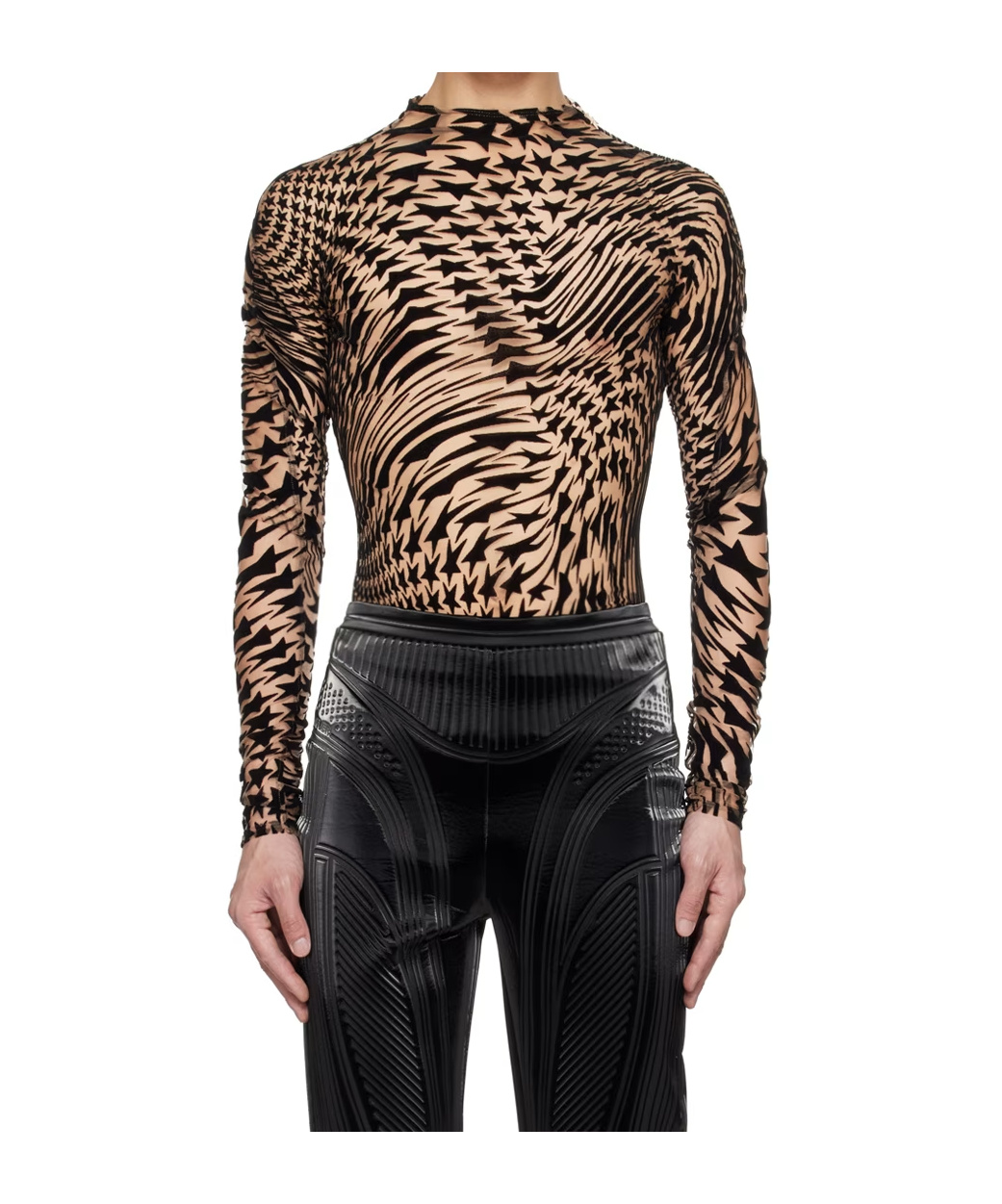 Mugler Star High-neck T-shirt In Animal Print