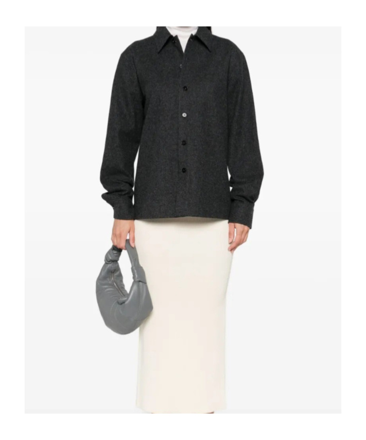 Jil Sander Button-down Wool Shirt In Black