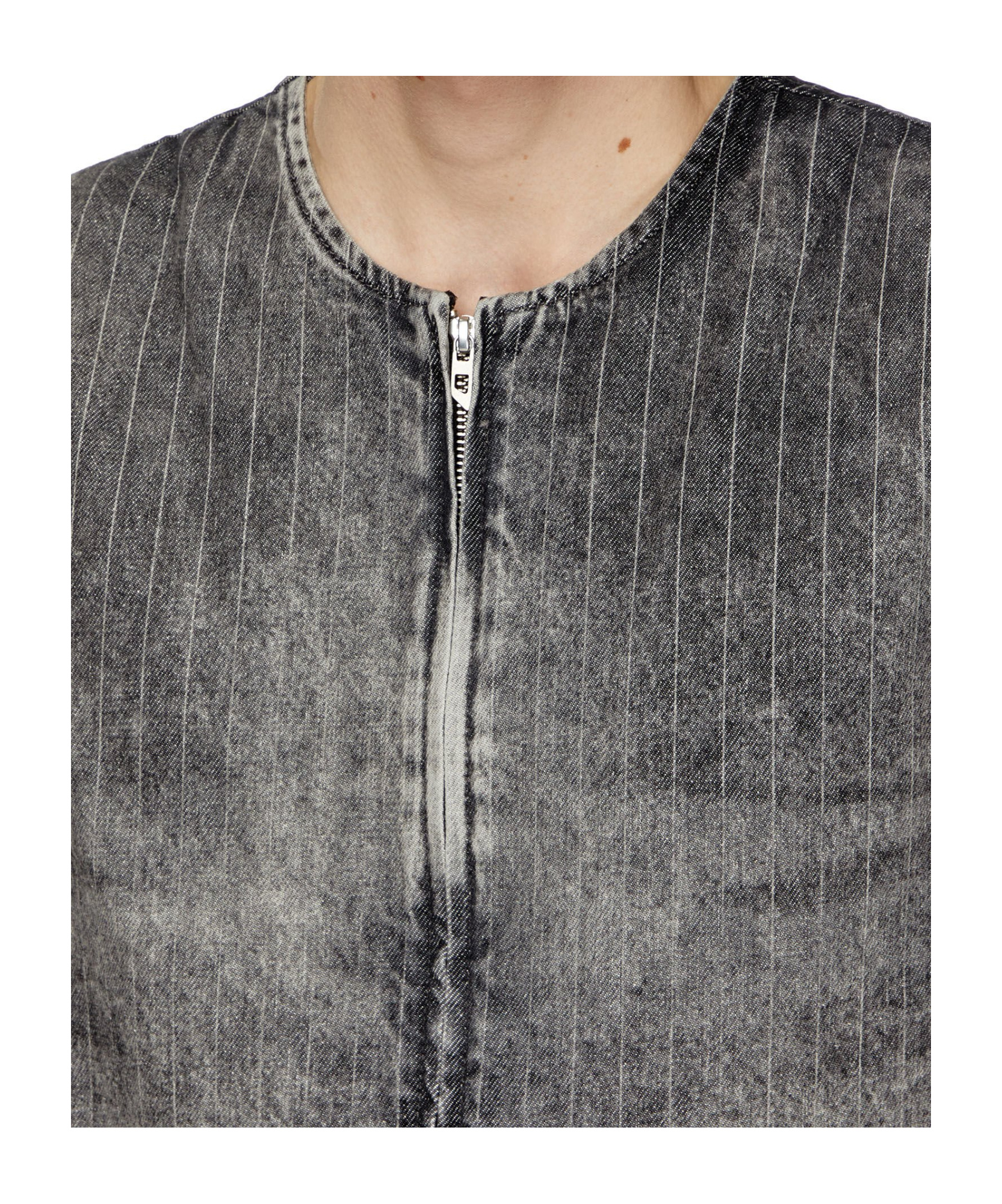 Shop Diesel Pinstripe Denim Vest In Gray