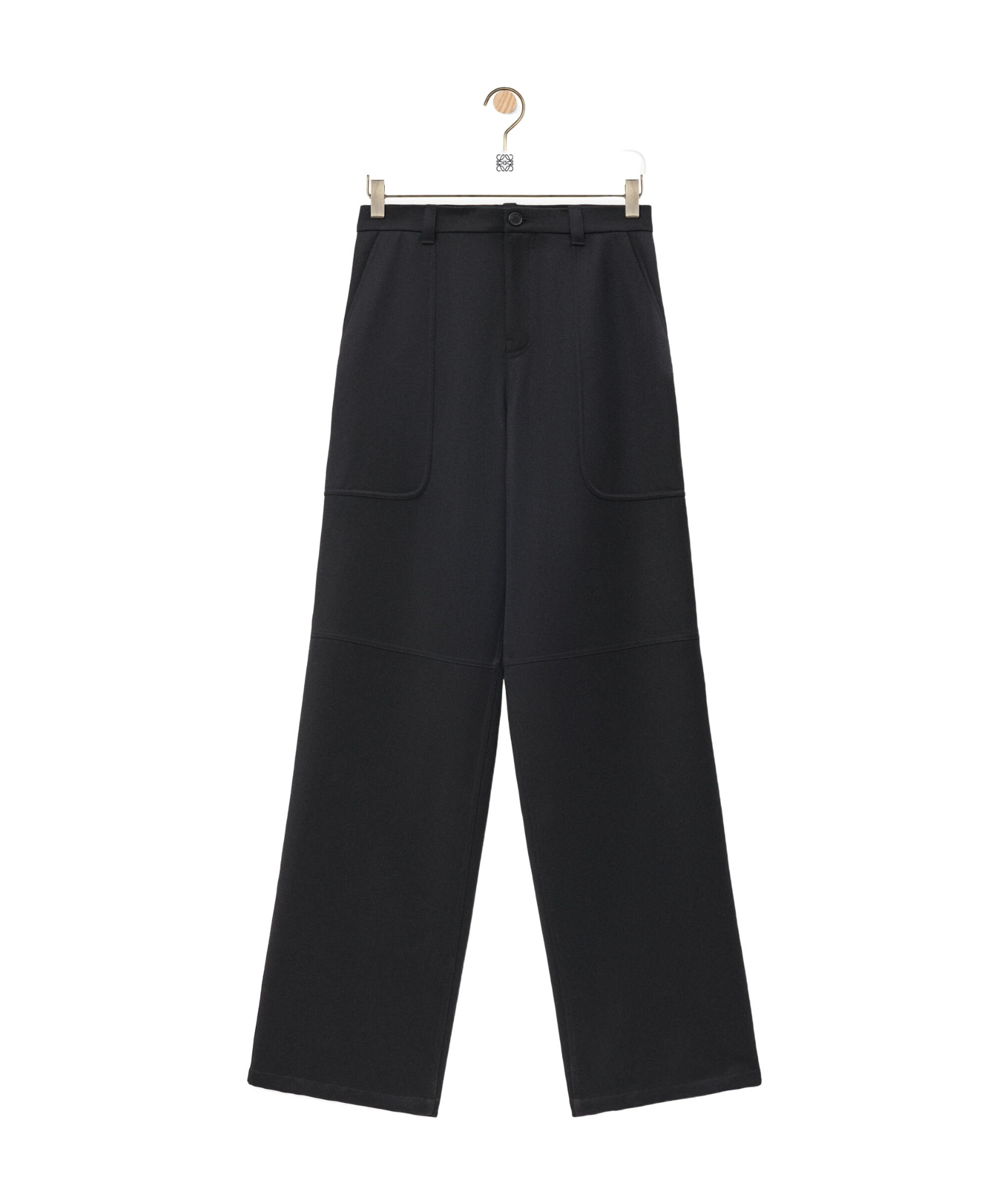 Loewe High-waisted Pleated Wide Trousers In Black