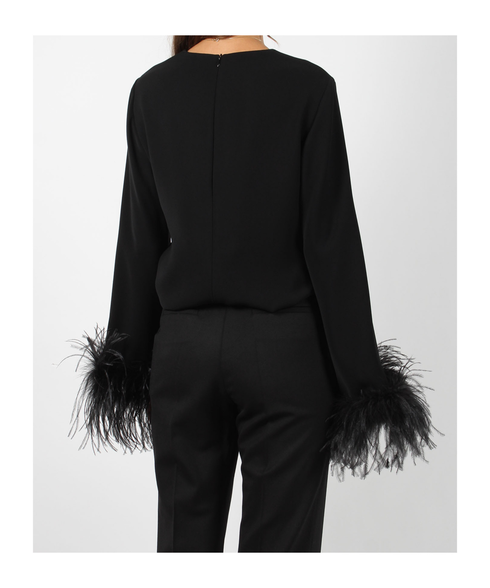 P.A.R.O.S.H FEATHER-EMBELLISHED BLOUSE